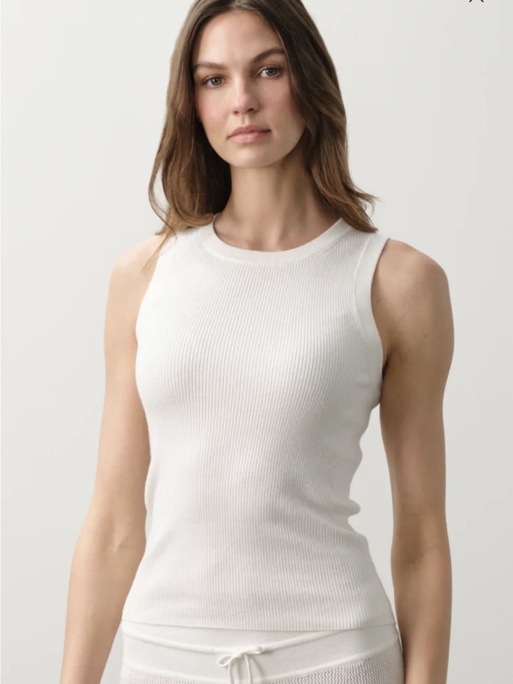 Worn Once Naked Cashmere Cotton-Cashmere Alessia Tank, XS Ecru Cream